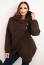 Damenpullover mit Kapuze und asymmetrischem Reißverschluss braun