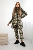 Women's set with hood and camo print khaki + ecru