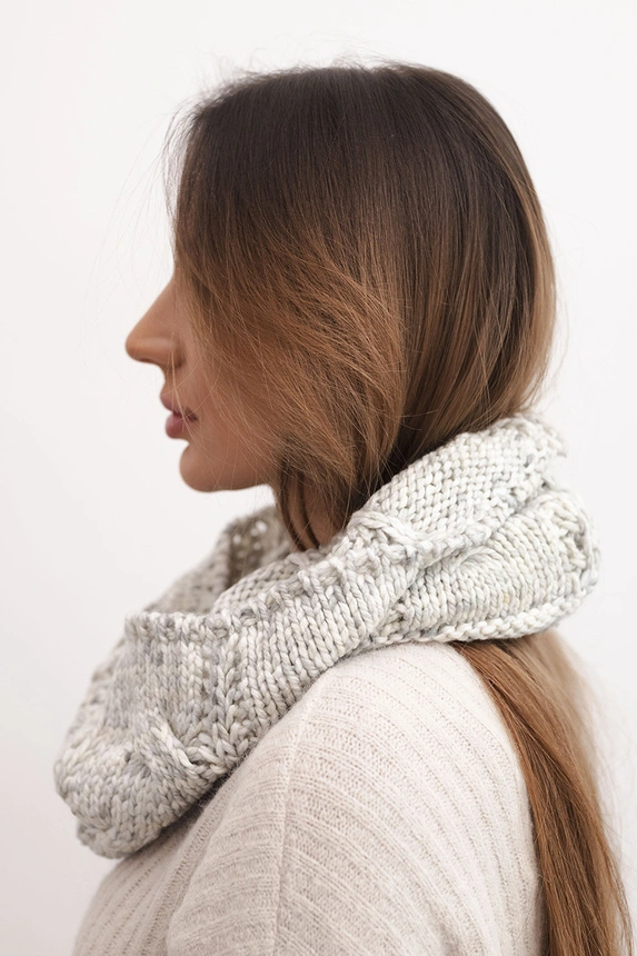 Damen-Wollschal weich winter KN25 hellgrau