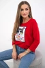 Blouse with cat graphics 3D red