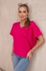 Baumwollbluse mit dekorativer Schleife Fuchsia
