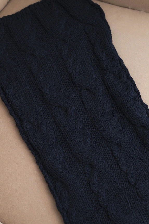 Damen-Wollschal klassisch mit Zopfmuster KN22 blau