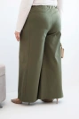 Plus Size women's trousers with wide legs and pleats khaki