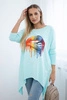 Blouse oversize with rainbow lips print mint