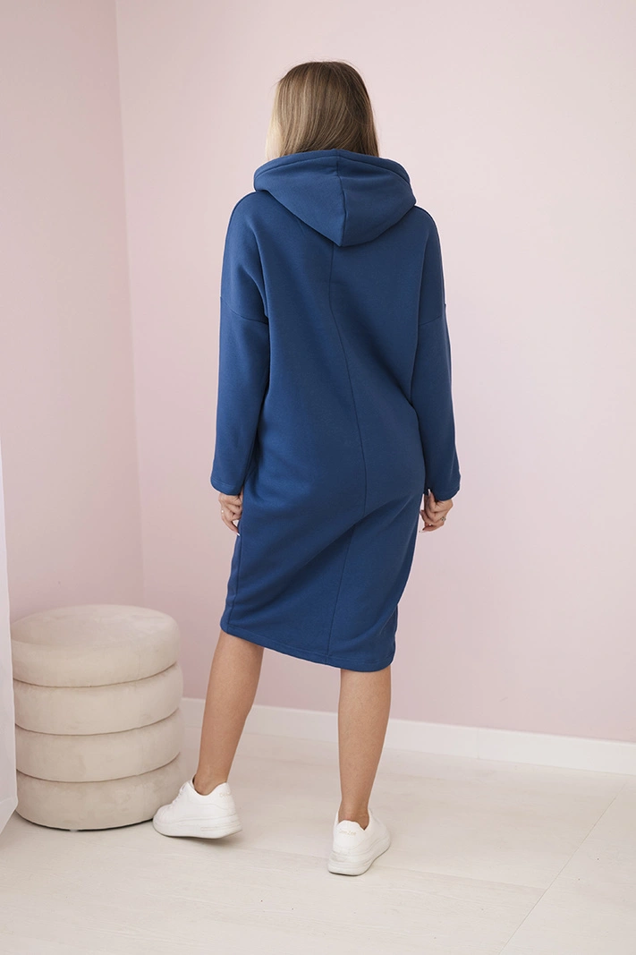 Kleid mit Kapuze und Seitenschlitz aus Denim