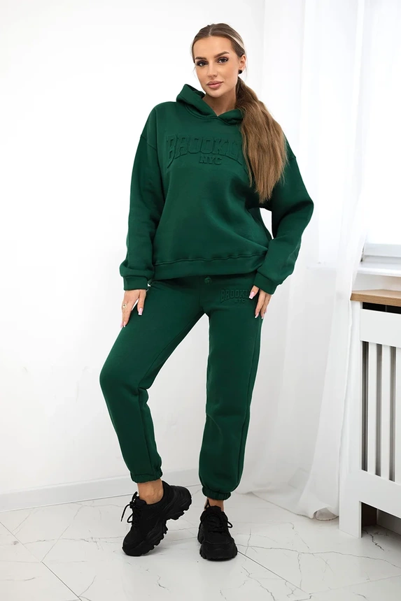 Insulated cotton set, sweatshirt + pants Brooklyn dark green