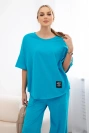 Baumwollset Bluse + Hose türkis