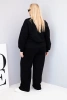 Damen Komplettset Plus Size aus Baumwolle mit lockerer Bluse und weit geschnittenen Hosen schwarz