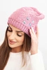 Women's winter wool hat with zirconia and pattern K455 mocha