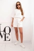 Damen-Butterset mit einer kurzärmeligen Bluse und Shorts mit Gummizug ecru