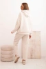 Women's set butter hoodie with pants with a belt beige