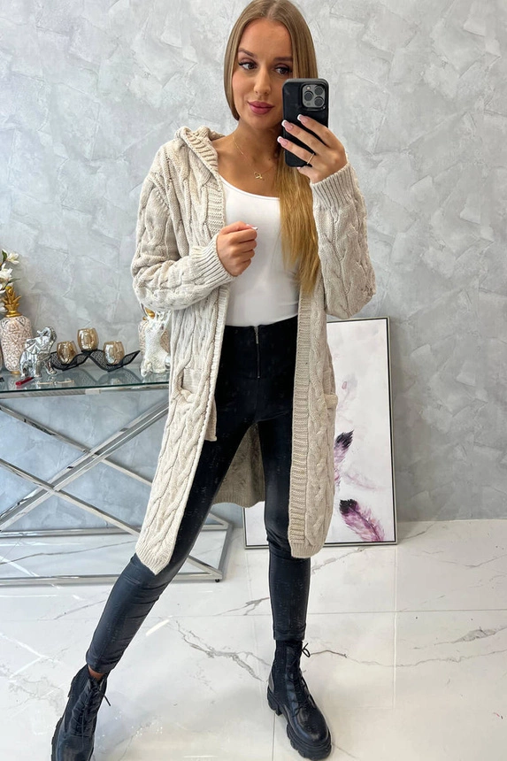 Kapuzenpulli mit Taschen hellbeige