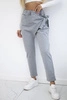 Viscose trousers tied with an asymmetrical front grey