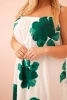 Women's dress with straps, ruffle, and floral print green