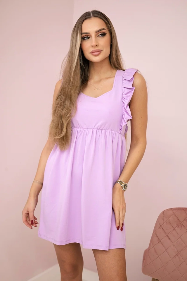 Sukienka z falbankami po bokach fioletowa
