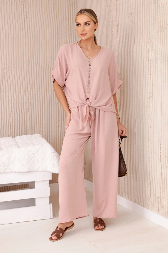 Set of blouses with pants dark powder pink