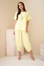 Komplet z viskózy blúzka + nohavice žltý