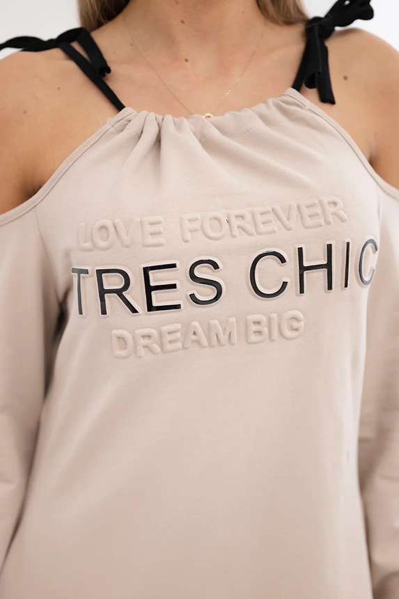 Tres Chic smėlio spalvos suknelė