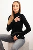 Women's viscose sweater with a collar and decorative buttons on the sleeves black