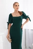 Dress ruffled at the back with tied sleeves dark green