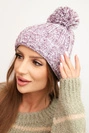 Damenwintermütze mit Pompon aus Wolle K424 lila