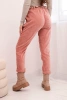 Women's viscose pants with a scarf belt dark pink