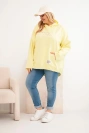 Moteriška Plus Size džemperis su gobtuvu ir spauda geltonas