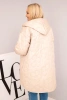 Plus Size women's quilted jacket with a hood and the inscription HOPE dark beige