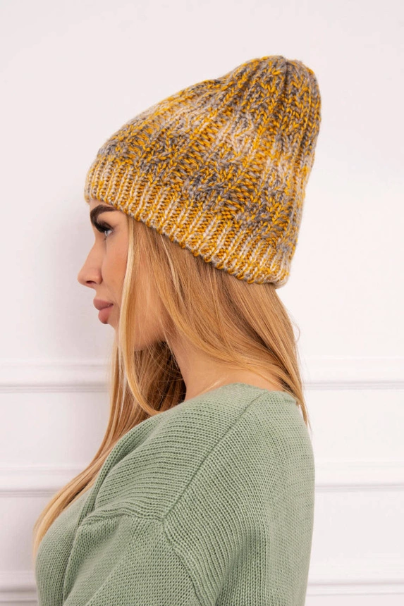 Cap with fleece Melisa K241 mustard+gray