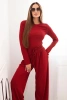 Damen-Set aus Viskose mit Bluse und weitem Hosen bordowy