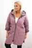 Damen Winterjacke gesteppte Plus Size mit Futter im Leopardenmuster und Kapuze dunkelrosa
