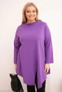 Moteriška medvilninė bluzonė Plus Size asimetriška su sukamu rankovėmis violetinė