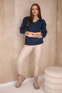 Denim-Pullover mit V-Ausschnitt