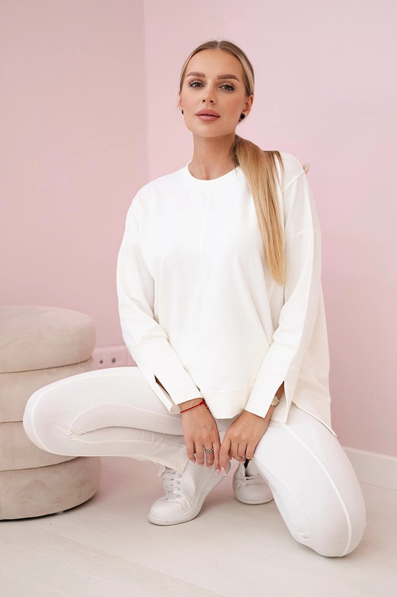 Set mit ecrufarbener Bluse in Übergröße