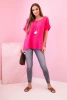 Musselin-Bluse mit Halskette Fuchsia