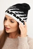 Women's winter wool hat with geometric pattern and studs K469 black