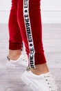 Velor set with decorative stripes red