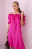 Spanish dress with a decorative frill fuchsia