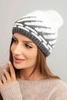 Women's winter wool hat with zirconia and pattern K455 mocha