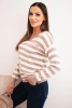 Women's striped sweater with a V-neck fango