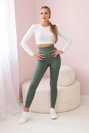 Dunkelmintfarbene gestreifte Leggings