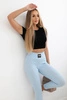 High waisted ribbed leggings blue