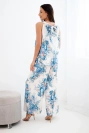 Damen-Set mit Bluse und weiten Hosen mit Blumenmuster jeansblau