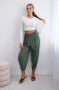 Trousers with wide leg and pockets khaki