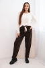 Women's viscose pants with a scarf belt brown