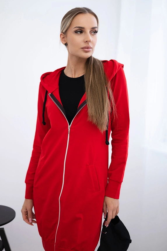 Kleid Sweatshirt mit Kapuze rot