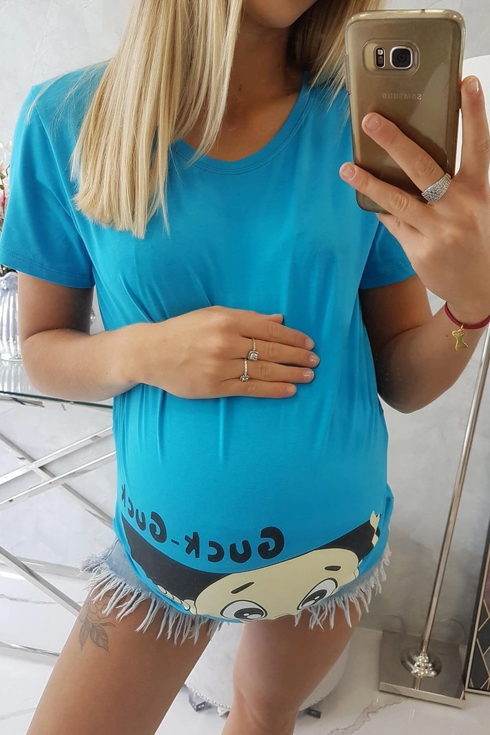 Těhotenská halenka Guck tyrkysová