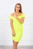 Ribbed dress with frills yellow neon