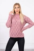 Sweater high neck with diamond pattern dark pink
