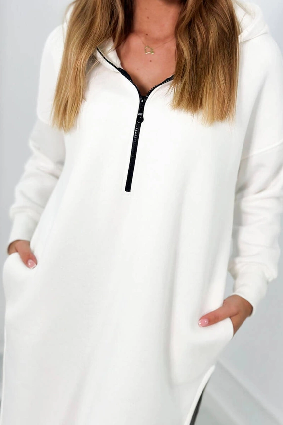 Warm-up Sweatshirt mit Seitenschlitzen ecru